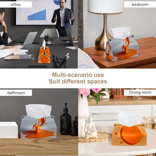 Boîte à mouchoirs orange salle de bain distributeur bureau compact - 7