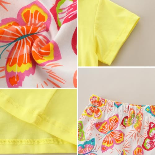 Image of Girls Shorts Set Outfits for Toddler Girls T-shirts Clothing Sets Kids Summer Graphic Cotton Tops Tees 3-7 Years
