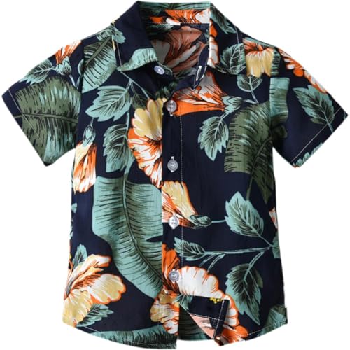 Boys' Sunflower Print Hawaiian Shirt | Boys' Beach Vacation Shirts, Ages 3T-13 | Quick Dry Play Shirts & Photo Sets