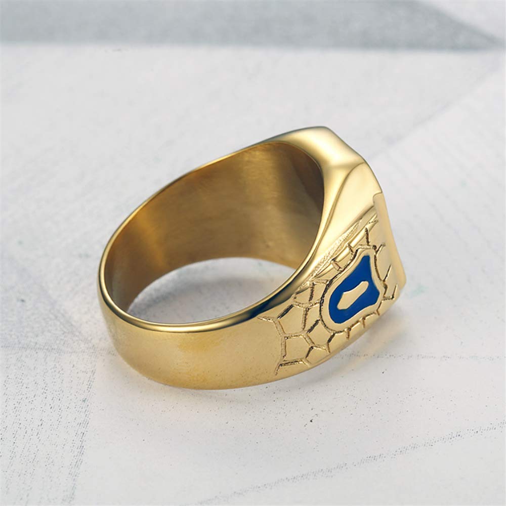 Anillos masónicos de acero inoxidable chapados en oro para hombre, con símbolo masónico azul G Lodge Master Mason Signnet Biker Band, Oro, chapado en oro, metal, acero inoxidable 5