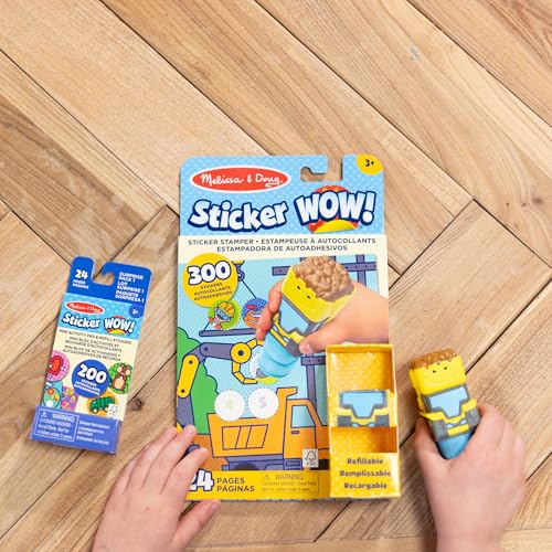 Image of Melissa & Doug Sticker Wow! Bulldozer Bundle: 24-Page Activity Book, Refillable Sticker Stamper, Mini Pad, 500 Stickers, Arts and Crafts for Kids Ages 3+