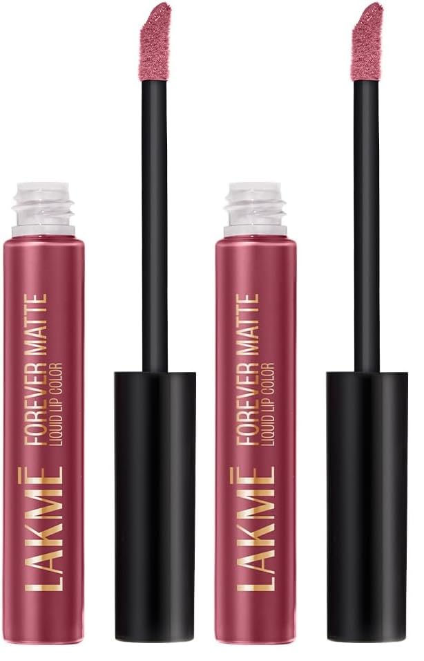 Image of Lakme Forever Matte Liquid Lip Colour, Long-Lasting Liquid Lipstick, Lightweight & Transferproof, Smudgeproof - Red Icon 5.6ml (Pack of 2)