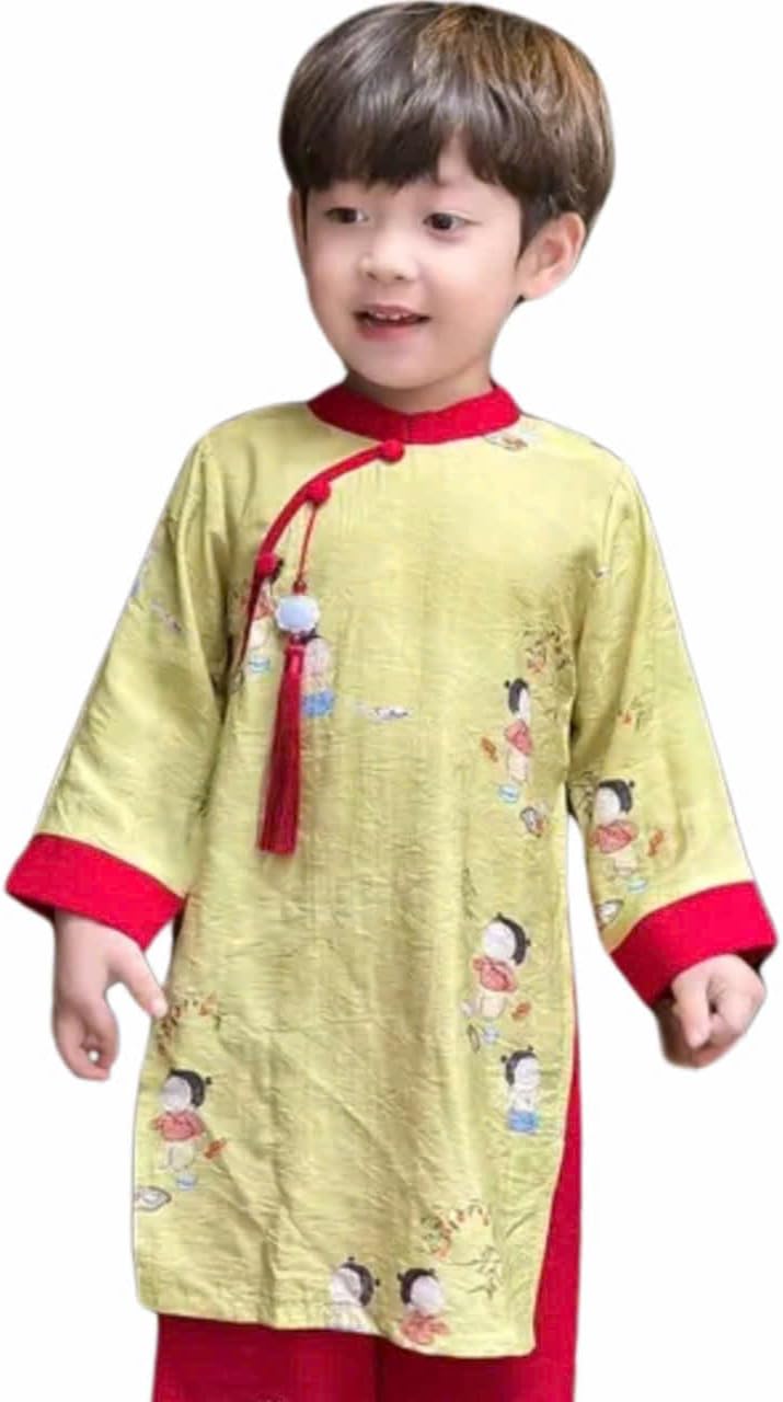 Vietnamese Traditional Ao Dai, Baby Ao Dai. Material. Ao Dai Set Includes Ao Dai and Pants