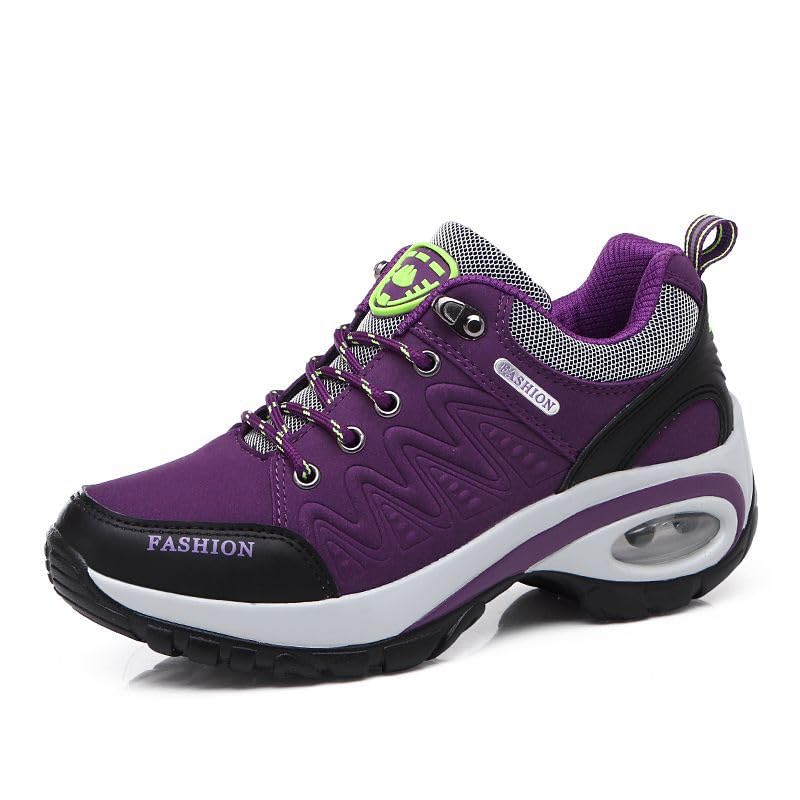 Waterproof Low Top Hiking Sneakers for Women - Ideal for Outdoor Trekking, Walking, and Running (Purple,7)
