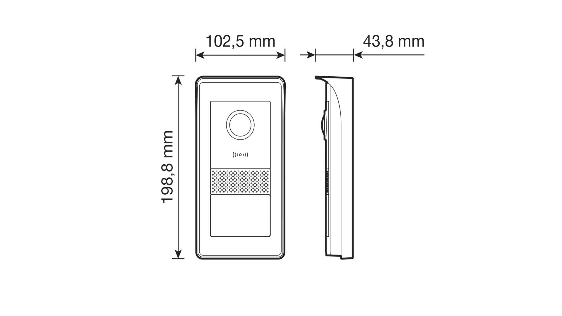 Vimar K42975 Kit videocitofonico da parete, videocitofono touch vivavoce Wi-Fi a colori LCD 7", targa audiovideo 1 pulsante, 1 alimentatore 40103, con staffe per il fissaggio a parete, nero