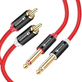 ANNNWZZD Dual 1/4 inch TS to Dual RCA Stereo Audio Interconnect Cable, Gold Plated Heavy Duty 2X 6.35mm 1/4 inch Male TS to 2 RCA Male Adapter Cable (1M)