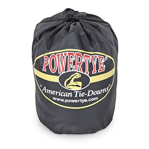 Image of PowerTye 1.5 inch x 10ft Extra Long Ratchet Tie Down Straps, Heavy Duty with Carabiner Hooks, Soft-Tye & Bag, for Motorcycle, ATV & Cargo - 1,000 lb WLL - Made in USA - Black /Black Pair