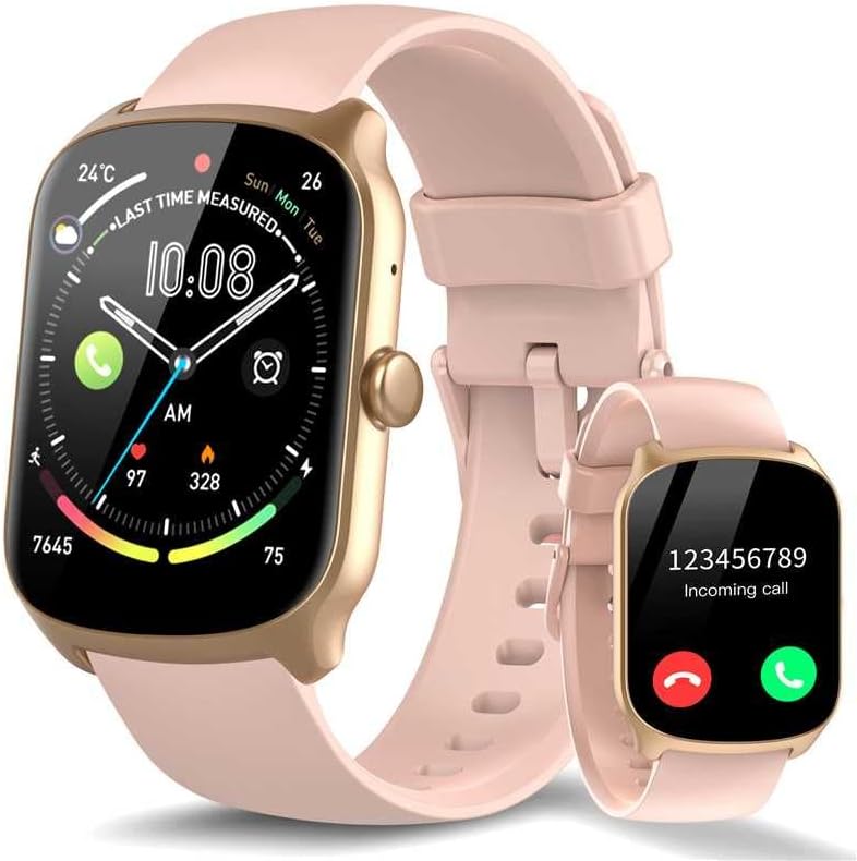 Reloj inteligente para hombres y mujeres, responde/hace llamadas, rosa