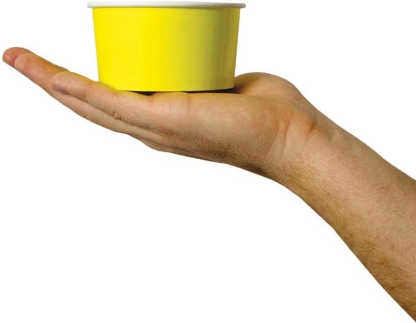 UNIQ [100 Count] Yellow Paper Ice Cream Cups - 6 oz Disposable Dessert Bowls - Comes In Many Colors & Sizes! Frozen Dessert Supplies