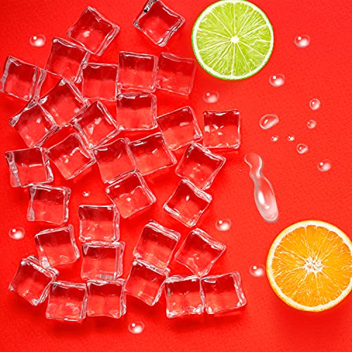 Belle Vous Clear Fake Ice Cubes (100 Pack), 19mm Acrylic Ice Rocks, Artificial Plastic Ice Gems for Home/Wedding Display - Image 4
