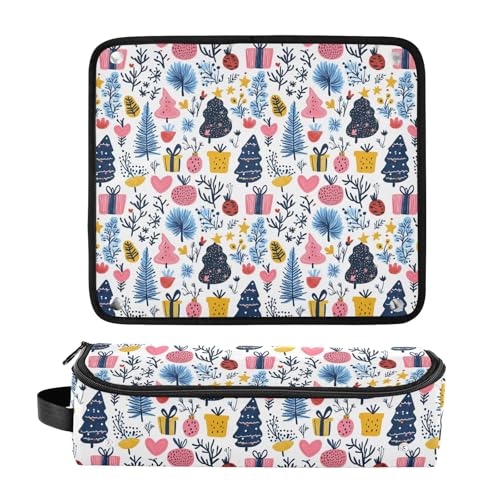 Bolsa de viaje resistente al calor con diseño de elementos navideños para herramientas de cabello miniatura 3