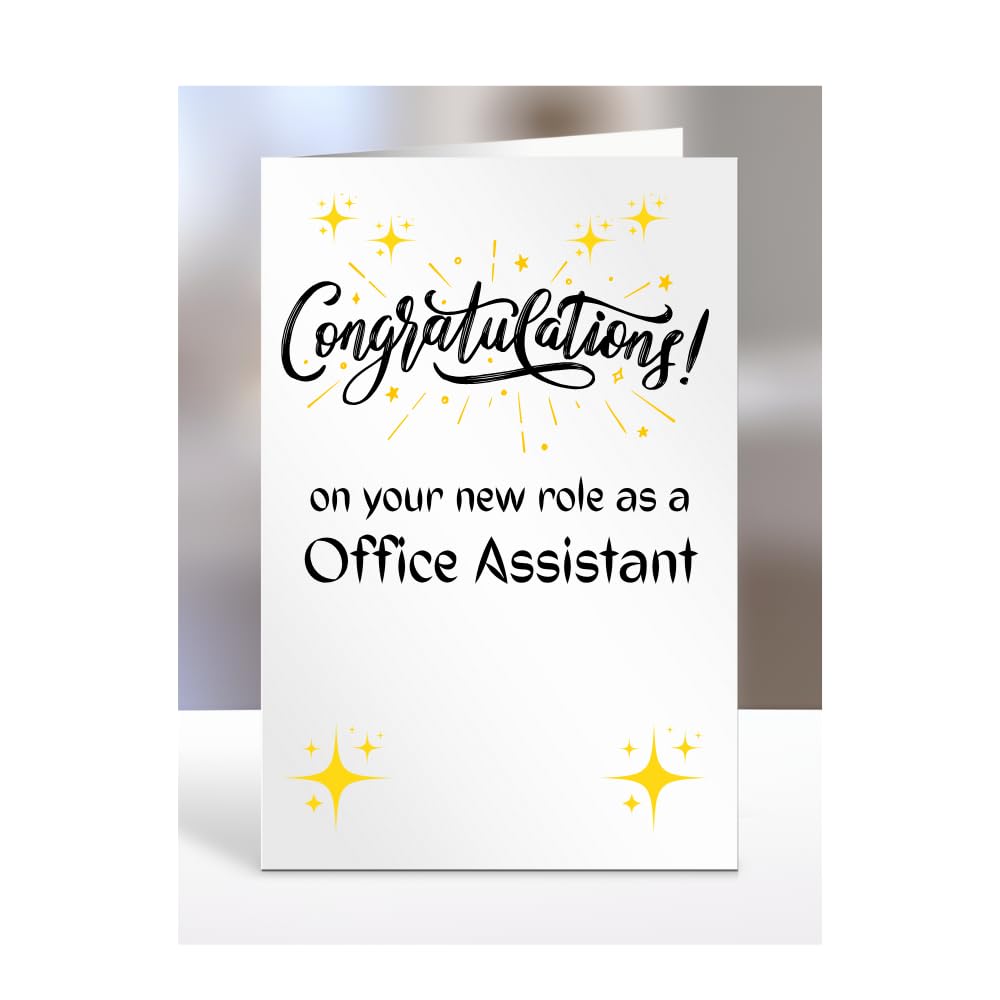 Congratulations on your new role as Office Assistant card, for men, women, colleague, boss, manager, supervisor, friend, gifts or presents, A5-222b_272