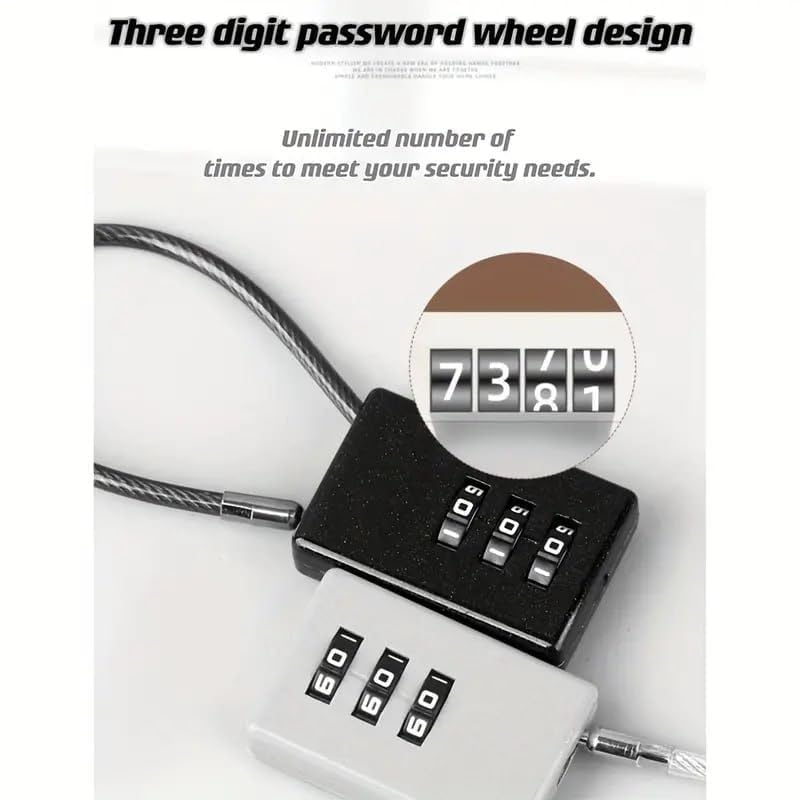 Image of Mart TSA Approved 3 Digit Combination Cable Lock for Travel Luggage Anti Theft Protection for Electric Cars