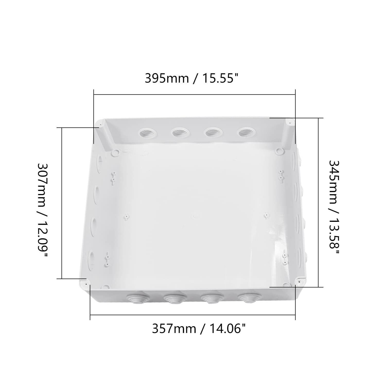 Fielect Electrical Junction Box ABS Plastic Project Box Dustproof Waterproof IP65 Universal Electrical Project Enclosure Case, 15.75" x 13.78" x 4.72"