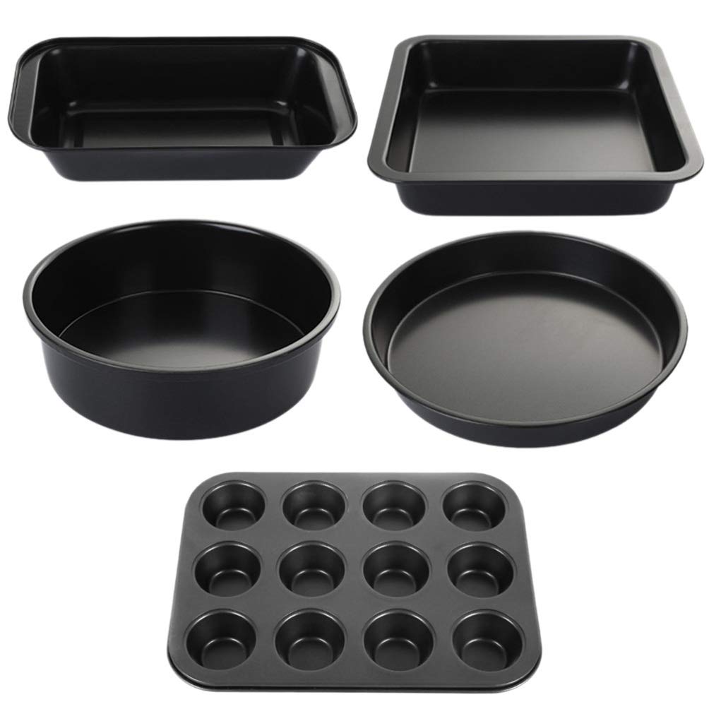Forma do pieczenia, forma do ciasta, forma do pieczenia chleba 5 szt. Nonstick Zestaw do pieczenia Zestaw do pieczenia ze stali węglowej zawiera bochenek Blacha do ciastek Kwadratowa patelnia na muffi