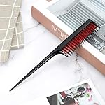 Leinuosen 3 Pcs Triple Teasing Comb for Women Hair Styling Rat Tail Tool Tease Layers Pintail Comb for Thick Fine Hair Backcombing Volume Structure(Black and Red) - Image 5
