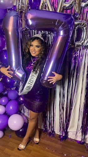 Image of 2 Balloon Numbers Birthday Decorations, 40In Purple Balloons for Men Women | Eye-catching Appearance, Perfect Decorative Centerpieces, Convenient Self-sealing Structure, Widely for Various Occasions