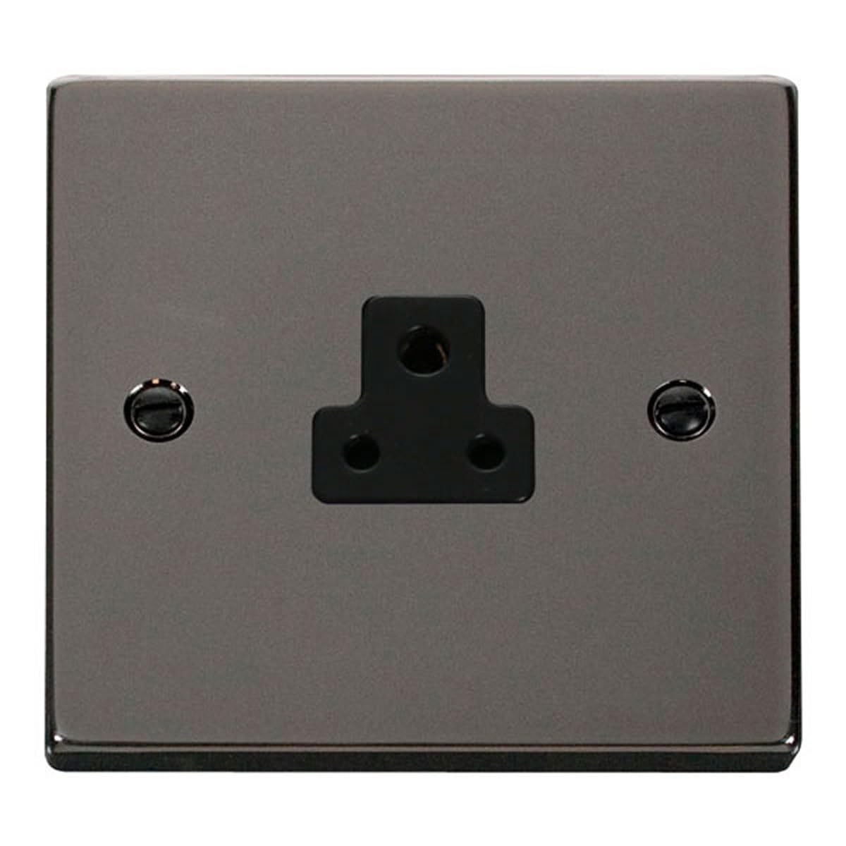 Click Black Nickel 1 Gang 2A Round Pin Socket