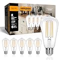 IINVGOOD 8W 800LM Vintage LED Edison Bulbs, Dimmable LED Light Bulbs 60W Equivalent, High Brightness 2700K Warm White ST58 Antique led Filament Bulbs, CRI 90+, Clear Glass, 6 Packs