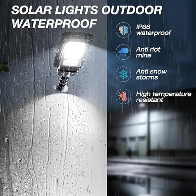 Solar Street Lights LED Flood Light 6500K 2 Pack