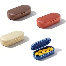4pc Mini Pill Case for Purse, Tiny Flat Pill Box for Wallet, Very Small Pill Dispenser, Extra Slim Pill Holder, Super Thin Magnetic Pill Pod Tiny, BBRY