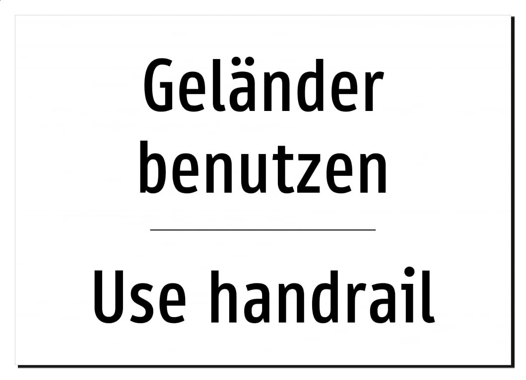 51967-DEEN-T-13 | Geländer benutzen/Use handrail Schild zweisprachig
