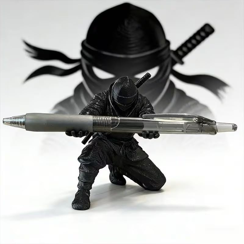 Image of Ninja Samurai Dashboard Figurine Idol - Creative Warrior Desk Decor Statue for Car Dashboard, Office Table, Home Decoration & Unique Gift Item(NINZA Pen Holder)
