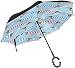 Produktbild Regenschirm mit Dackel-Motiv in gestreiftem wendbarem Regenschirm, groß, doppellagig, für draußen, Regen, Auto, wendbar, mit C-förmigem Regenschirm