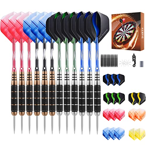Rose Kuli Dartpfeile 12-teilig, 24 g, Dart-Set, Stahlspitze, Profi-Dart-Set, mit Aluminium-Schäften und 4 Arten von Flights (26 g) Cover