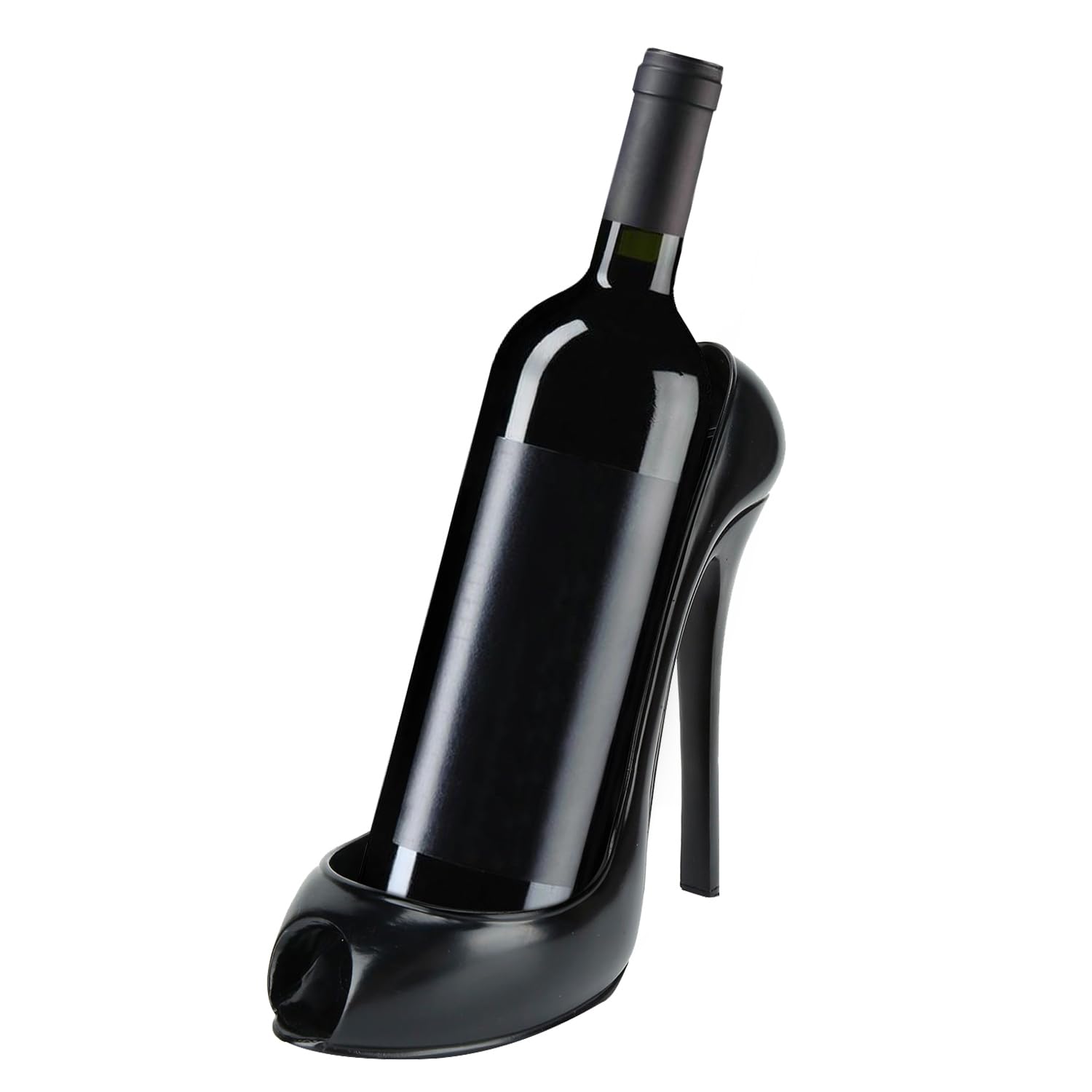 Tissting Porte-Bouteilles à Talons Hauts 22 cm/8.7 Pouces Noir Support de Vin - Support de Vin Autoportant pour Maison Salon Bar Décoration Unique Cadeau Créatif