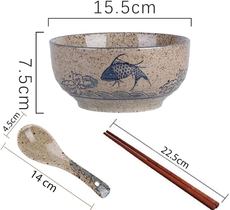 MUXUE Bol Japonais Ramen Vintage Avec Cuillère à Couvercle Bol Ramen En Céramique Bol De Riz
