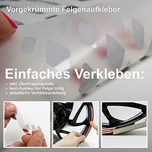 BIKE-label Velgrandstickers set uni rood breedte 9mm - GP Style voor 16'' 17'' 18'' inch auto motorfiets 700517VA - Image 5