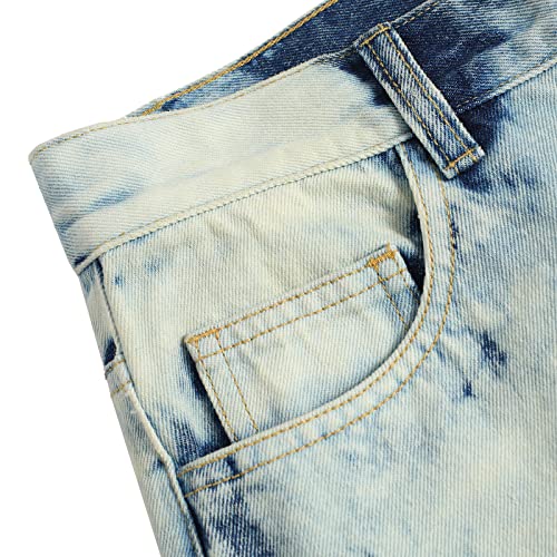 Women's Tie Dye Mid-Rise Straight Leg Jeans Classic Slim Fit Bootcut Denim with Pockets4
