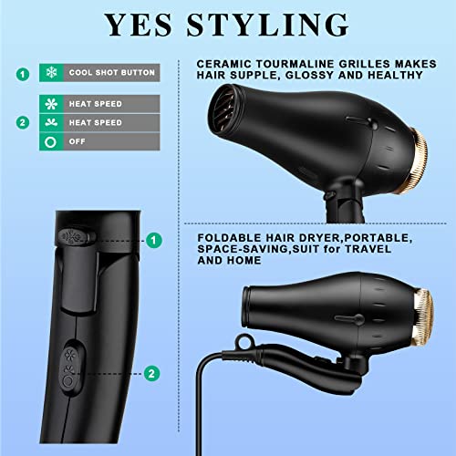 Professional Salon Hairdryer With Active Oxygen Negative Ions And Far Infrared, Dual Voltage Cold And Warm Air Ultralight Travel Hairdryer With Foldable Handle, Quiet Low Noise Hairdryer And Quick Dry #TOP1
