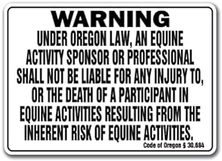 OREGON Equine Sign activity liability warning statute horse farm barn stable