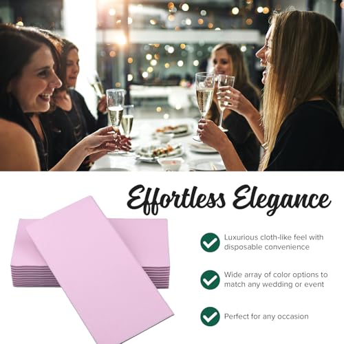 image for SimuLinen Blush Pink Linen Feel Disposable Dinner Napkins - Cloth-Like