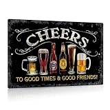 Putuo Decor Cheers Metal Tin Sign, Bar Signs For Home Bar Pub Man Cave Wall Decor To Good Times 8 Good Friends! 8'x12'