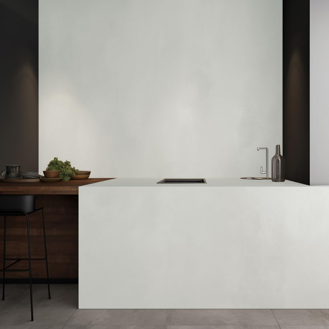 Béton Ciré Blanc Kit 5m² finit - HARD ROCK - 2 couches de 5m² - Prêt à l'Emploi - Adhérence sur Tout Support - Intérieur et Extérieur - Instructions incluses - 135-1 - THE WHITE LOTUS - BARBOUILLE