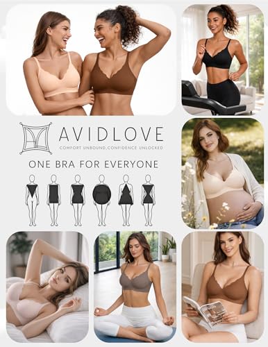 Image of Avidlove Bras for Women No Underwire Seamless Push Up Bra Wireless Soft Bralettes Scalloped Full Coverage Everyday Bra