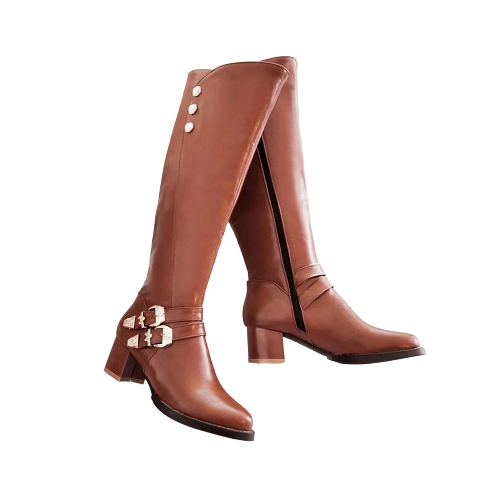 Women Winter Glamour Knee High Riding Boots Chunky Heels Plus Big Size Lady Shoes Elegant Footwear