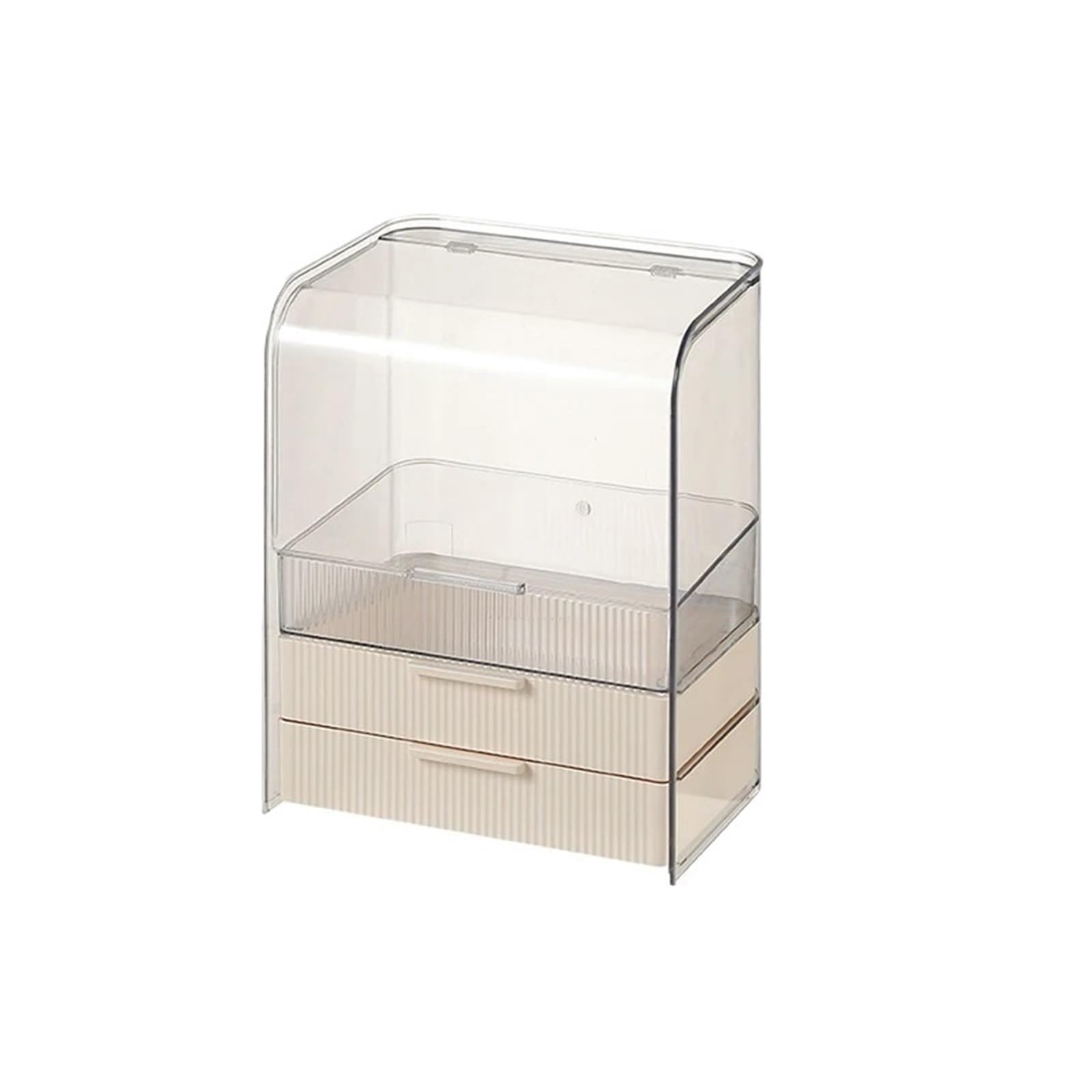 Generico Organizador de maquillaje transparente - Caja de almacenamiento de acrílico para el baño y el lápiz labial(Off-white color)