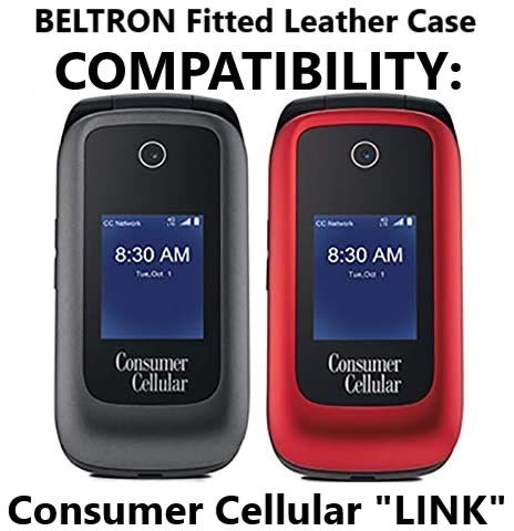 Beltron Leather Fitted Case For Consumer Cellular Link Z2332, Link Ii Z2335 Flip Phone - Features: Rotating Belt Clip, Screen & Keypad Protection & Secure Fit #TOP1