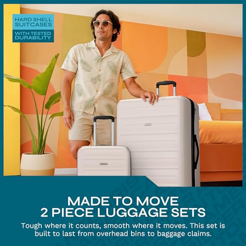 Image of American Tourister Westridge Hardshell Luggage Set - 2 Piece Set - 20 /28 inch Carry-On & Large Checked Luggage Set with Spinner Wheels - Expandable Hard Suitcases for Travel - Hard ABS Shell - Light Pink