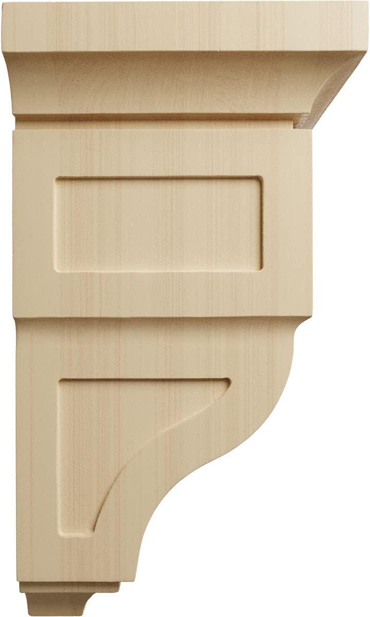 Ekena Millwork CORW07X07X14RYRW Jumbo Reyes Wood Corbels, 7"W x 7 3/4"D x 14"H, Rubberwood