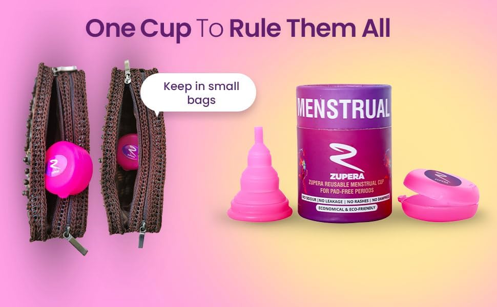 Image of Reusable, Collapsible & Foldable Silicone Menstrual Cup For Women|Fda Approved|Easy To Carry In Purse|For Pad-Free Period|No Leakage|No Rashes|No Dampness (Small - Pink)