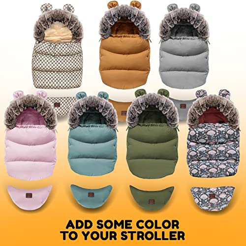 Be2Day Winter-Fußsack für Kinderwagen, Sportwagen & Buggy mit Anti-Rutschschutz, Babyschale Schlafsäcke mit Reißverschluss Kopfteil Wetterfest Tasche, Einstellbar 55x80/105cm (Blau)