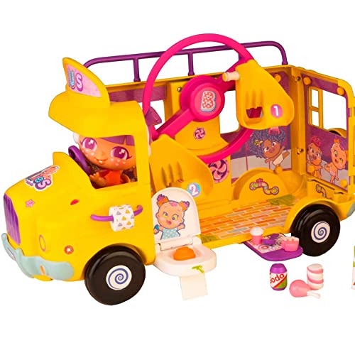 The Bellies From Bellyville - Mini Bellies Funny Bus, muñeca Mini Bonnie y un autobús Amarillo de los bebés traviesos con Accesorios, Atracciones y Juegos, Juguete Desde 3 años, Famosa (700017318)