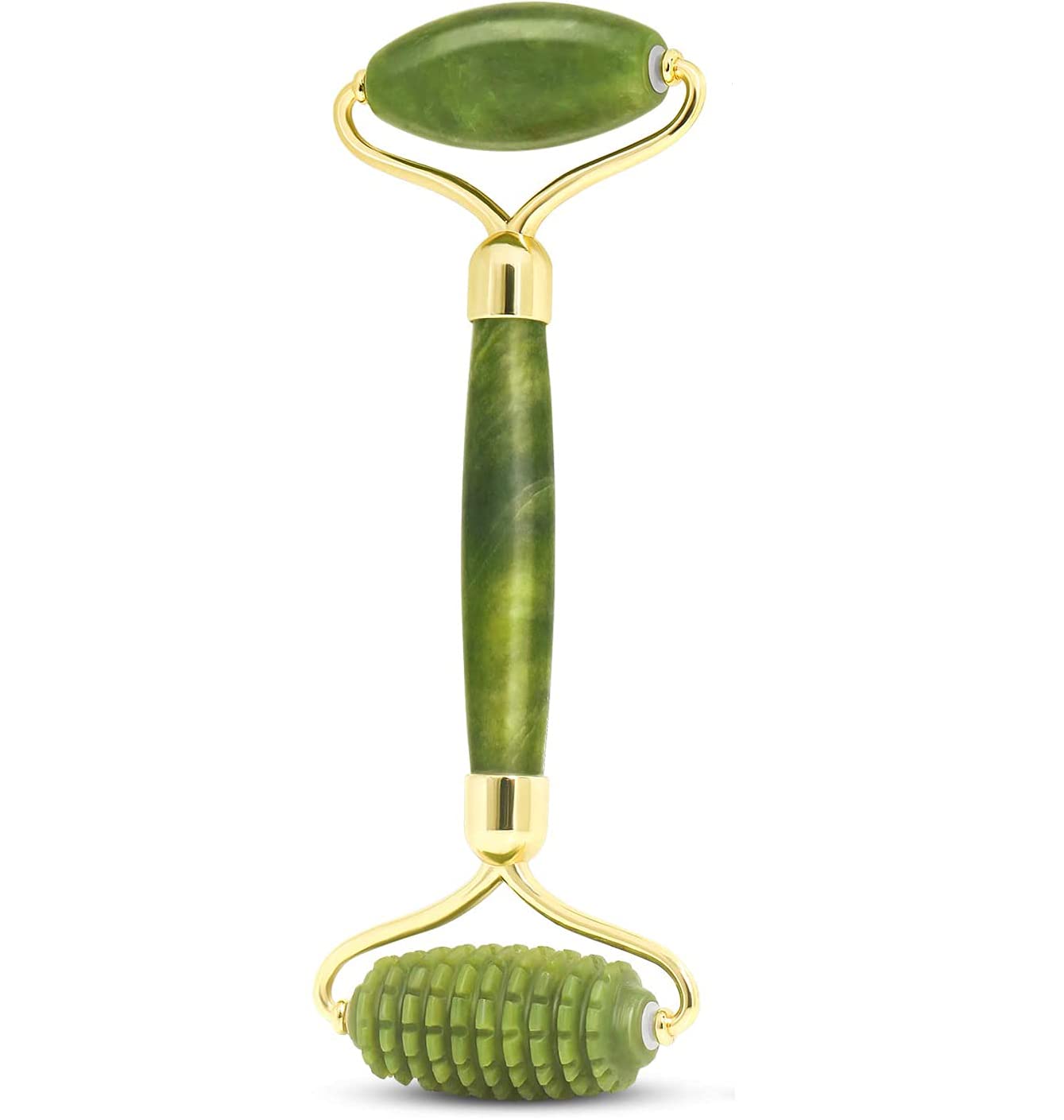 Rodillo de Jade,Jade Roller Herramienta Facial de Masaje Rodillos Guasha para Tratamiento de Hinchazón Ojos Estiramiento Piel Masajeador Adelgazante Verde Natural