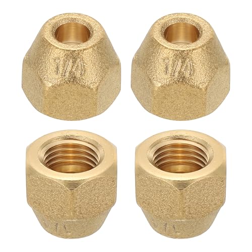 PATIKIL Dado Svasato Ottone 1/4, 4pz 45 Gradi Raccordo Tubo Unione Raccordo Tubo Ottone Tappo Tenuta Adattatore Connettore per Condizionatore d'Aria Prolunga Tubo Rame Acqua Gas, Opaco