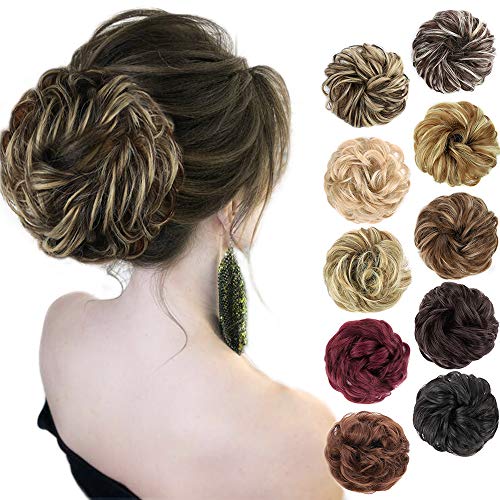 MORICA Messy Hair Bun Hair Scrunchies Extension Curly Wavy Messy Synthetic Chignon for Women Updo Hairpiece